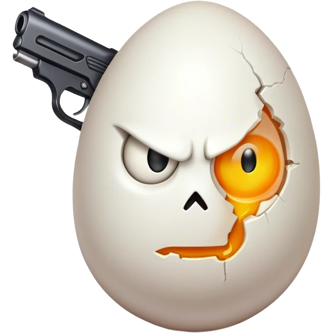 An evil egg with a pistol  emoji