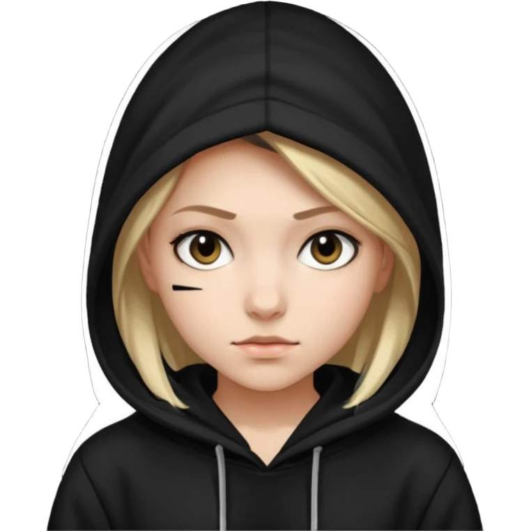 hacker girl with black hoodie emoji