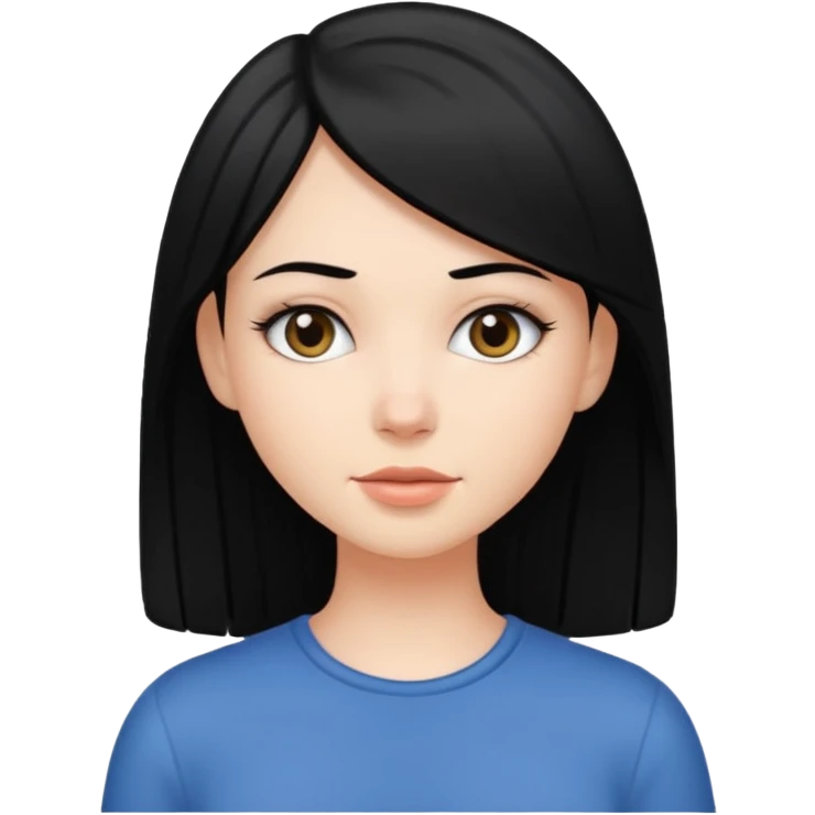 White girl, straight hair and black hair emoji