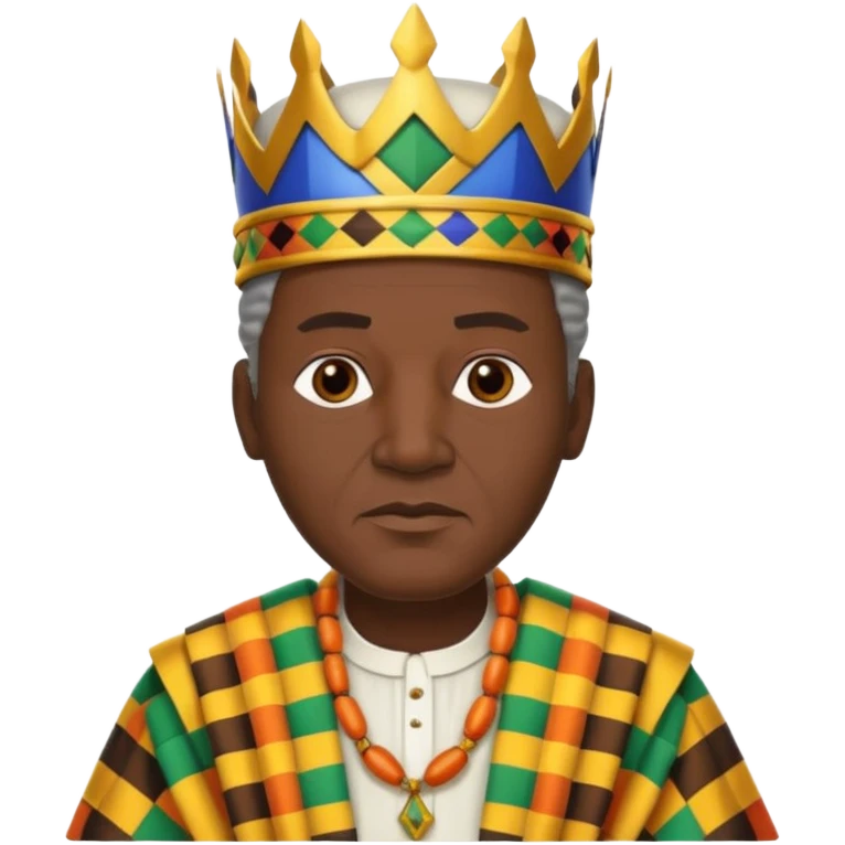 Create an emoji of an Old serious African king wearing kente cloth, white shirt and kufi hat emoji