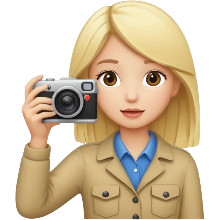 blonde girl photographer cartoon taking picture in middle of taking picture emoji