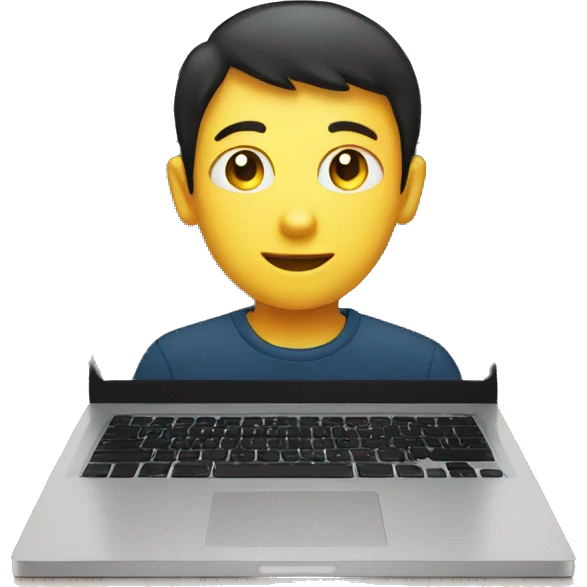 A boy with square shaped face on window laptop emoji