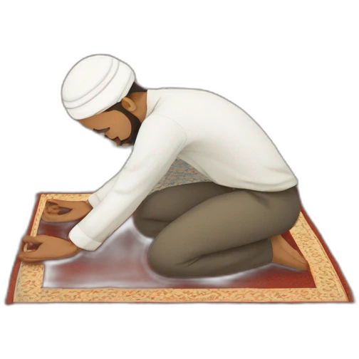 Muslim man prostrating himself on a carpet emoji