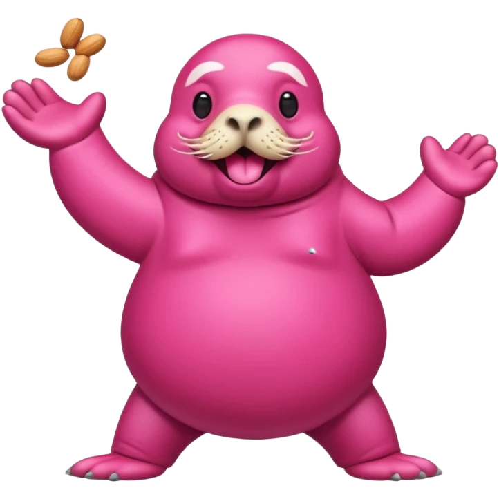 Pink Walrus dancing with peanuts emoji