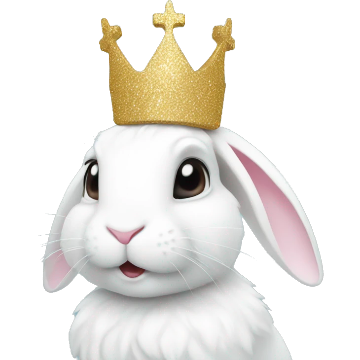 White rabbit with a glitter crown  emoji
