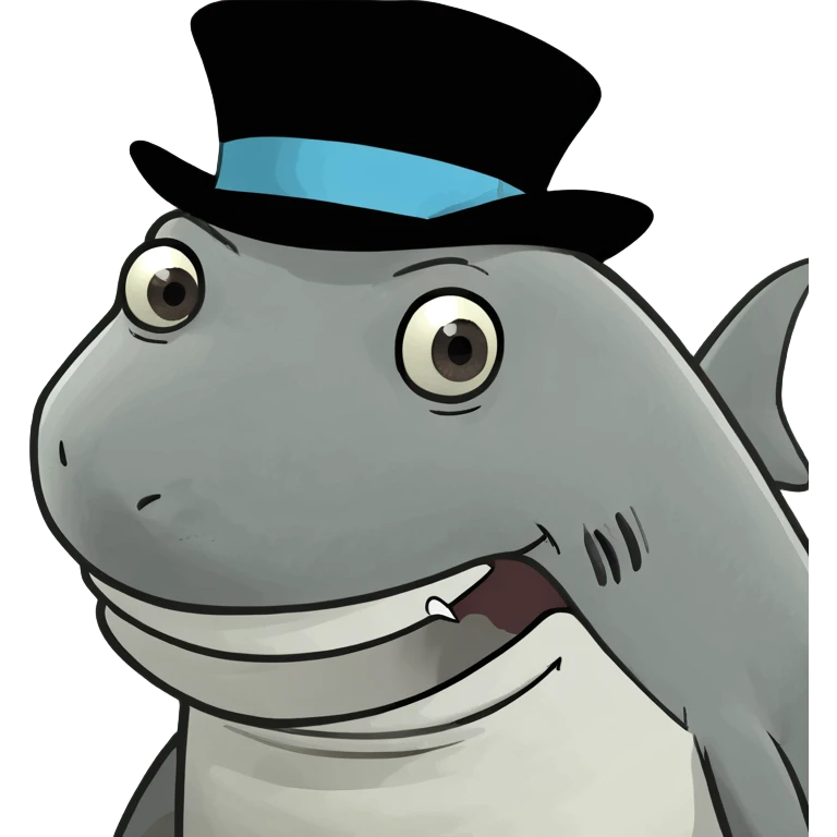 Shark with a top hat emoji