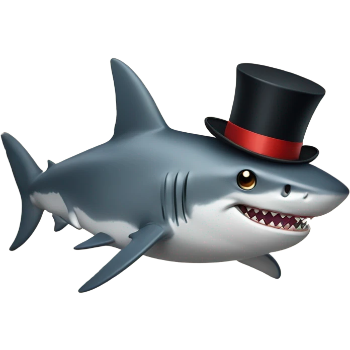Shark with a top hat emoji