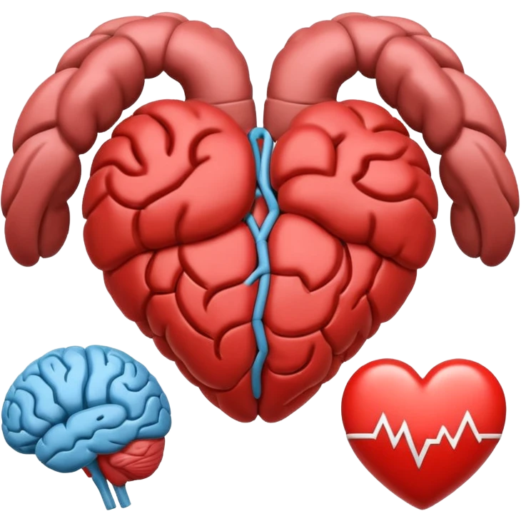 heart, brain and muscle icons together emoji