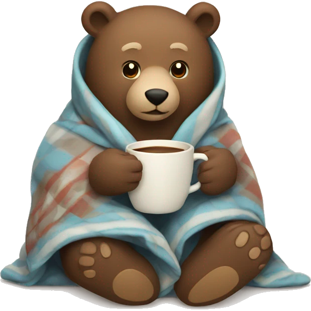 bear cozy in blanket drinking coffee emoji