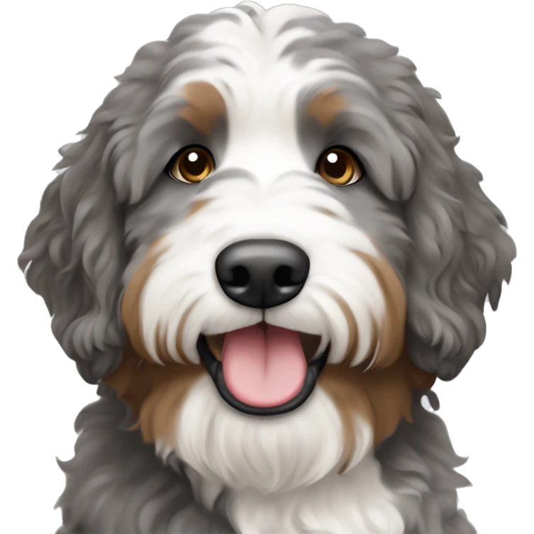 Grey brown and white bernedoodle emoji