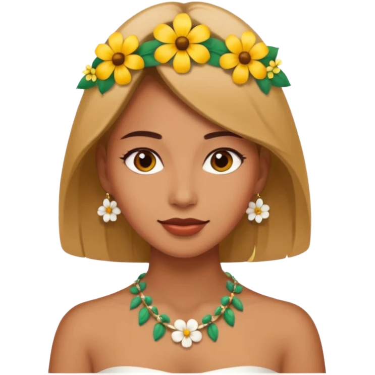 woman with just a flower necklace emoji