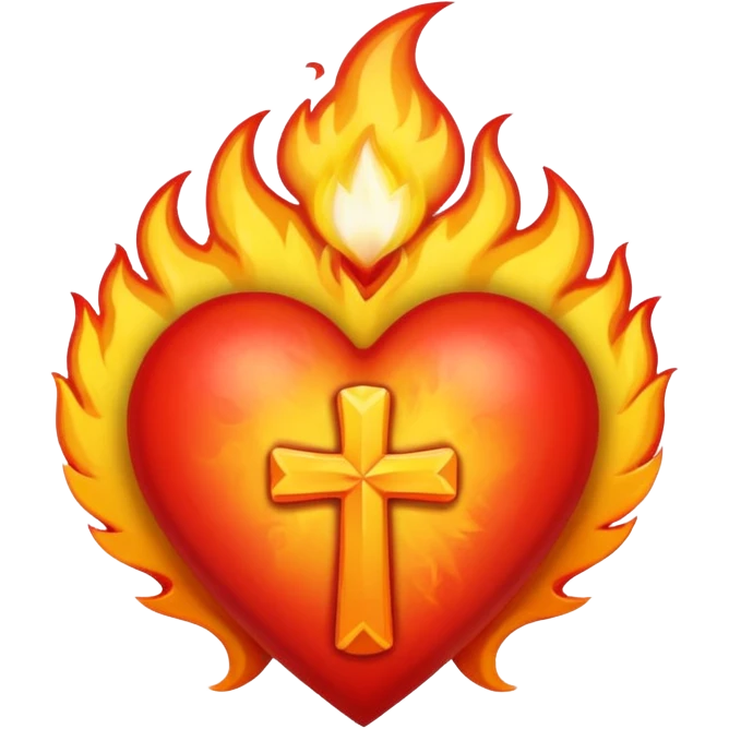 A heart with a cross and flame coming out of the top emoji