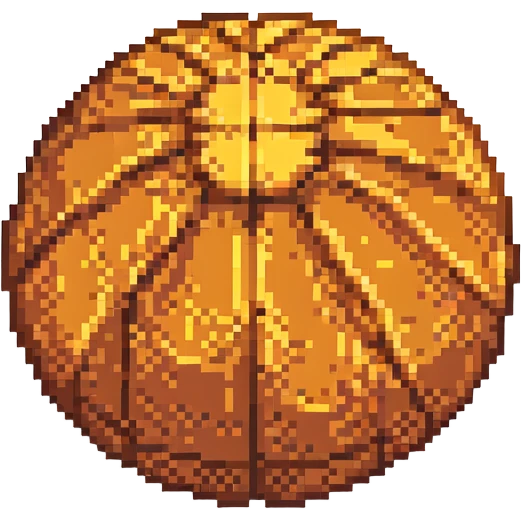 basketball, orange ball, pixel art style emoji