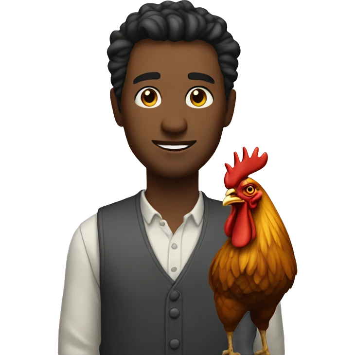 man with an rooster emoji