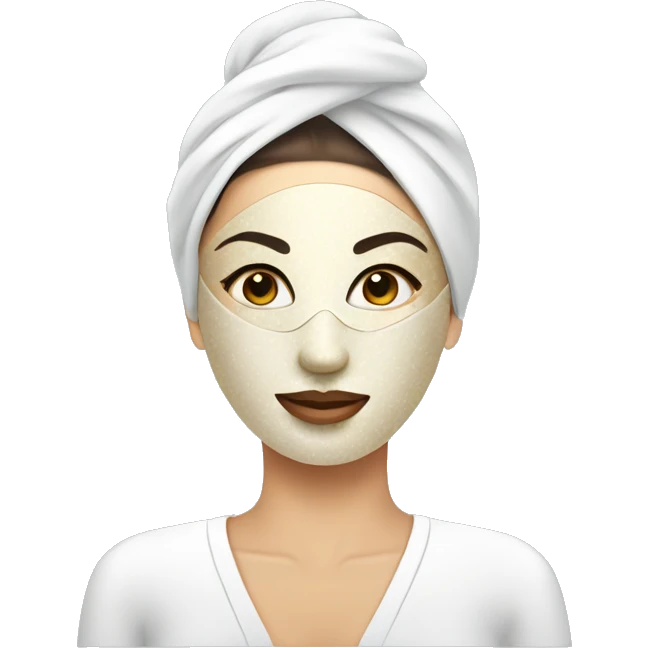 Lady with face mask spa beauty full face relaxing emoji