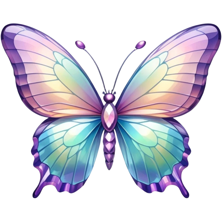 Pastel sparkly iridescent glass crystal butterfly emoji