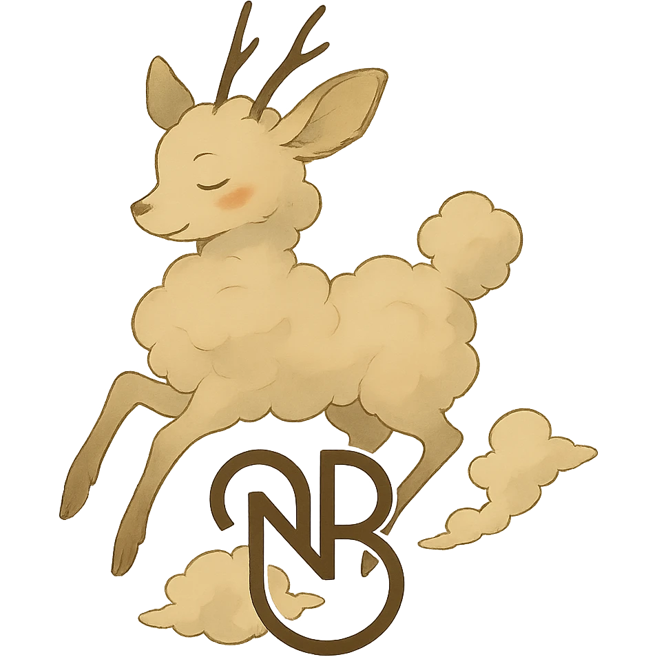 Add a simple, modern logo element such as a stylized monogram or icon to the Ghibli-style vanilla cloud doe with rosy cheeks, floating with witch-like grace, suitable for social media brand identity. Keep the background transparent. emoji