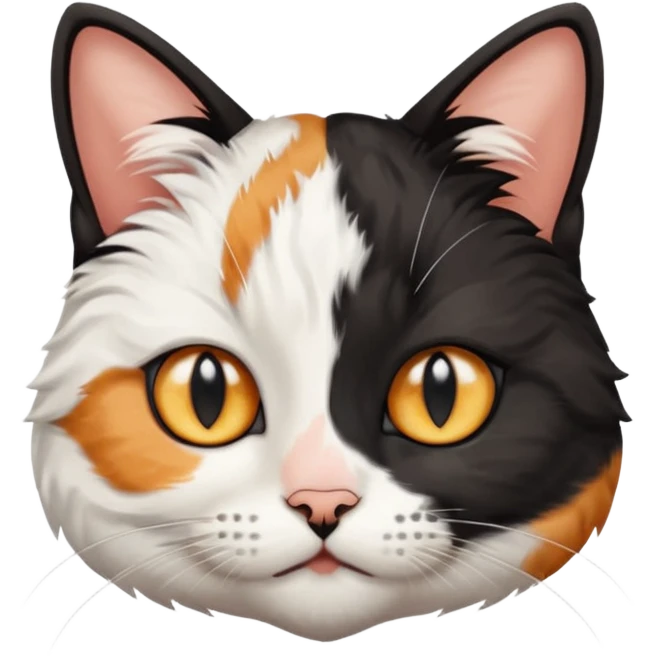 گربه ای که نصف سورتش سفیده ونصف صورتش مشکی هست emoji