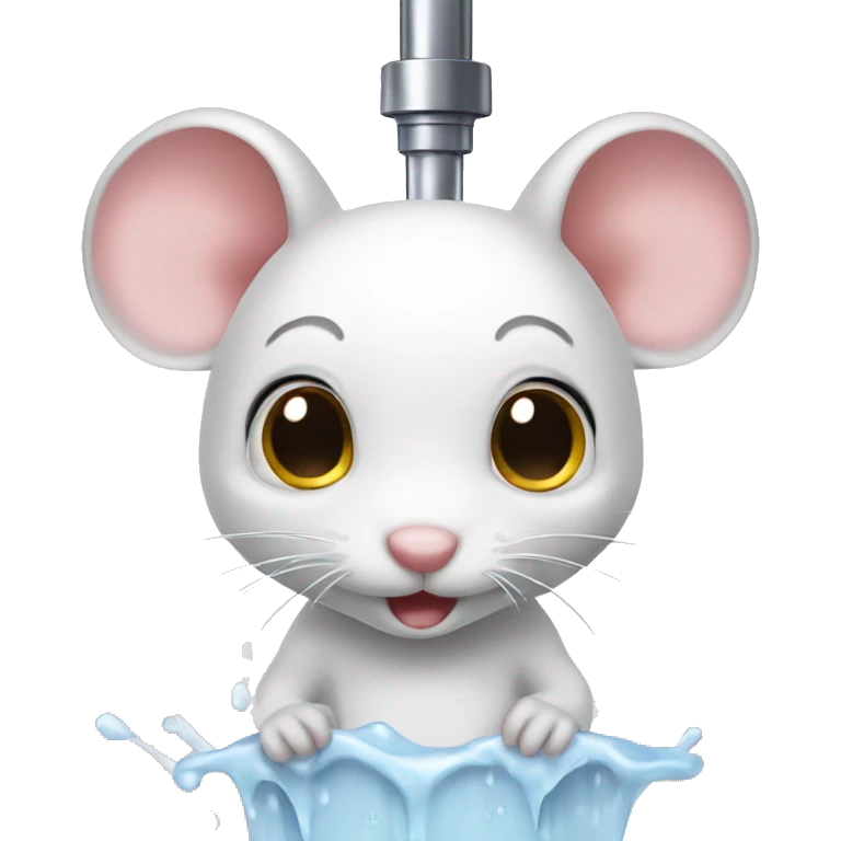 Cute white mouse in shower emoji