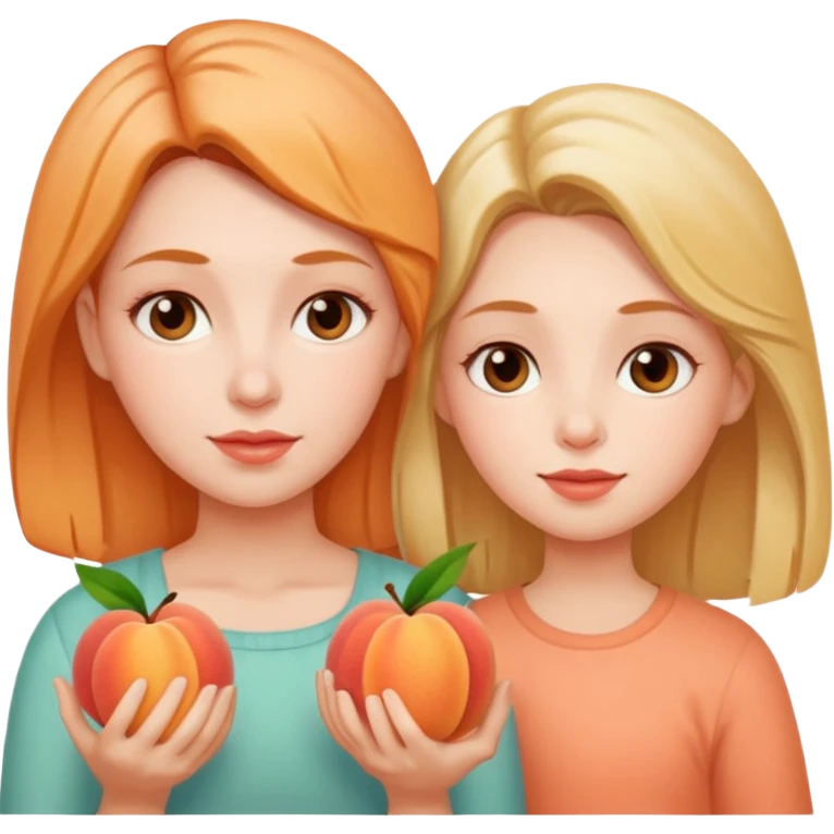 Mom and daughter with peaches  emoji