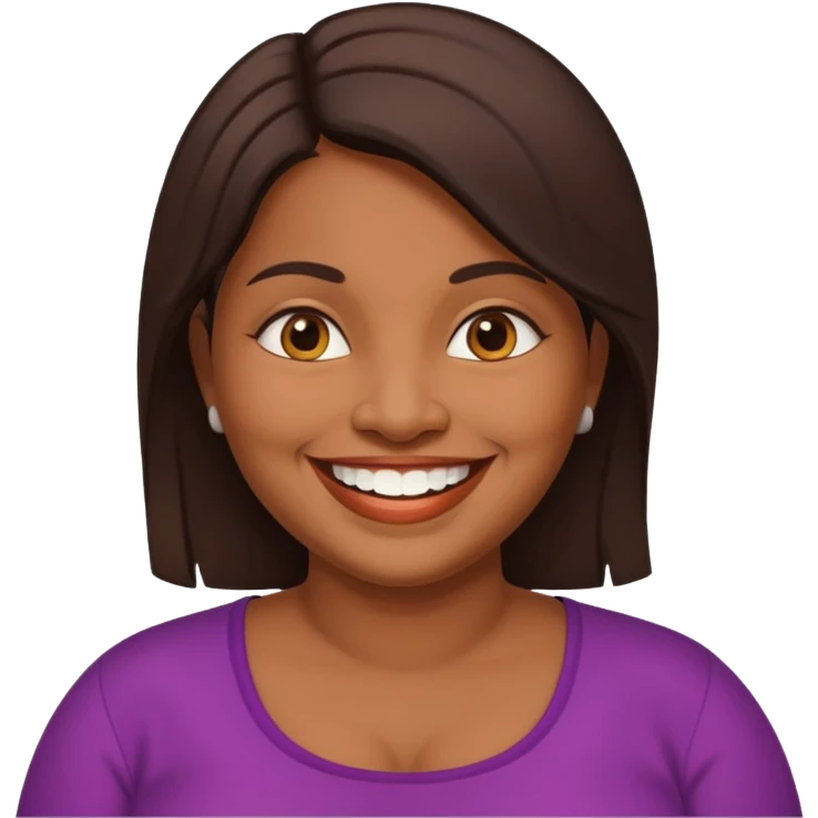 40 yr old chubby sri lankan woman, dark skin, straight brown hair, big smile, white teeth emoji