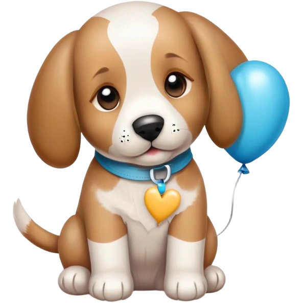 adorable puppy with bandaid and get well soon balloon emoji