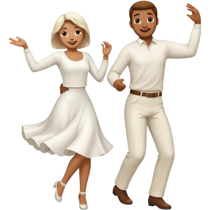Man and woman dancing white emoji