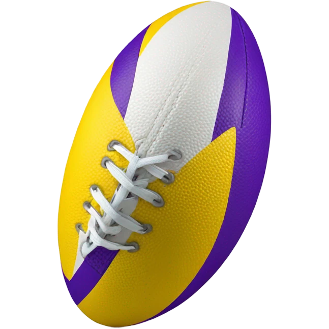 YELLOW and PURPLE  and white rugby ball emoji