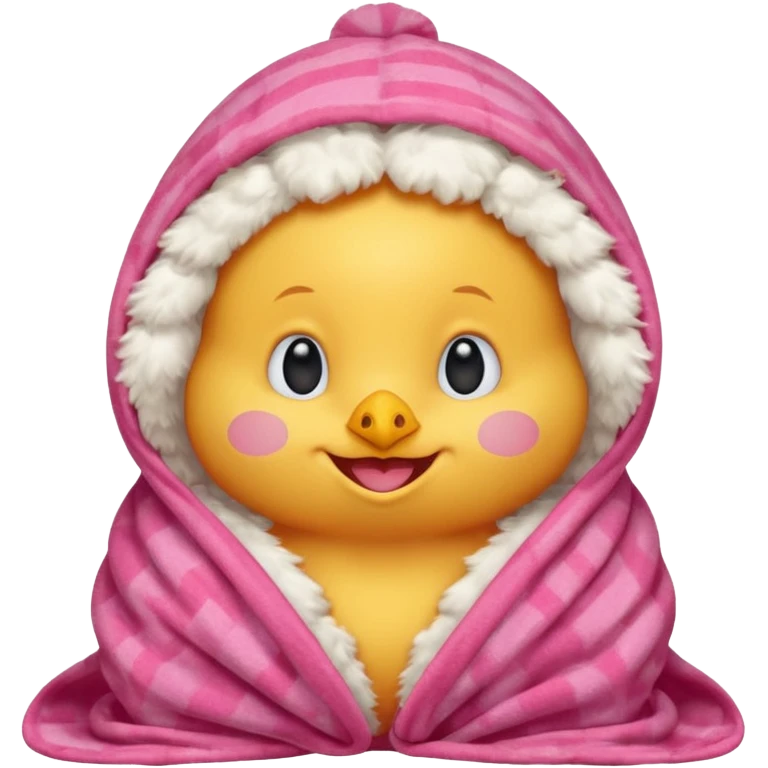 happy smile red chicks in pink blanket emoji