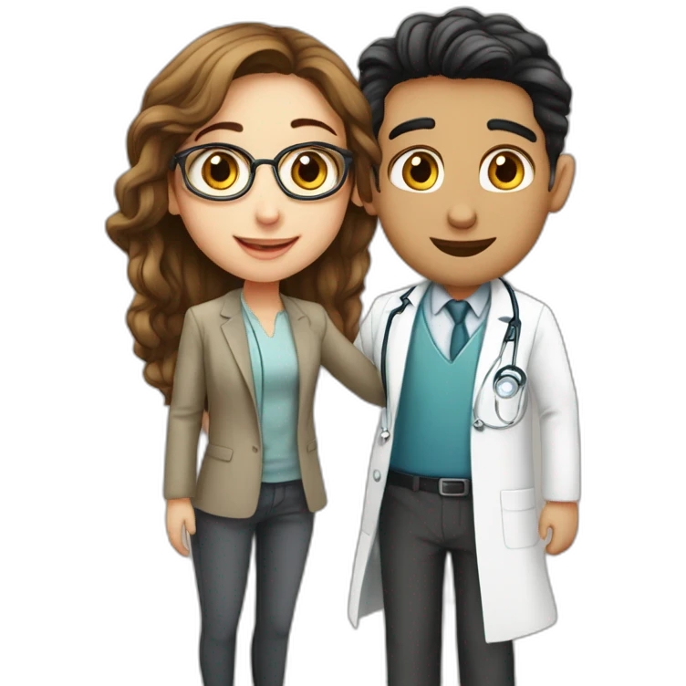 Jewish girl friend with ophthalmologist long Arabic boy emoji