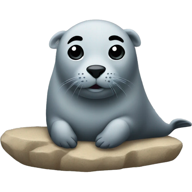a seal with curly hair on a rock emoji