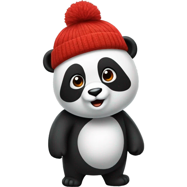A panda wearing a red beanie  emoji