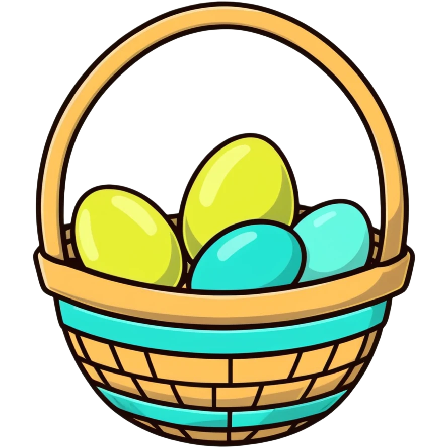 Easter basket with light green and turquoise eggs emoji