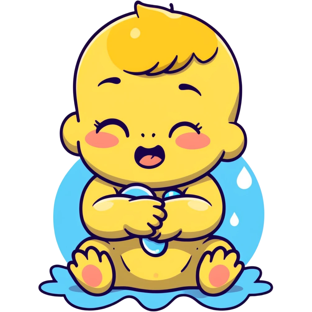 baby crying, arms crossed, water drops emoji