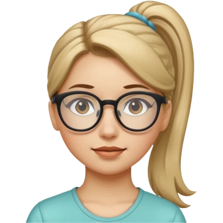 Ponytail Girl with Glasses emoji