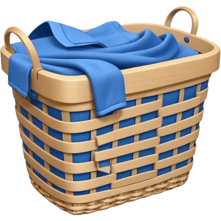 white LAUNDRY BASKET WITH FOLDED blue CLOTHES emoji