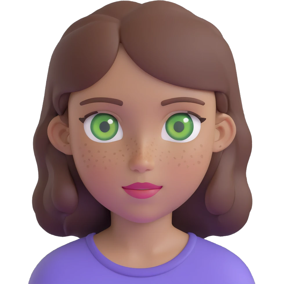 girl with brown hair green eyes and freckles emoji