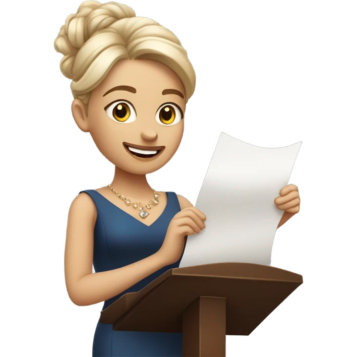 White girl reading speech at wedding  emoji