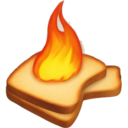 everything is fine dog surrounded by fire, except instead of a dog, its a piece of toast (bread) emoji