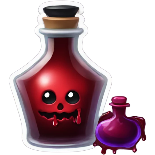 a stylish potion bottle with blood and a gothic lid, perfect for a vampire girl theme." emoji