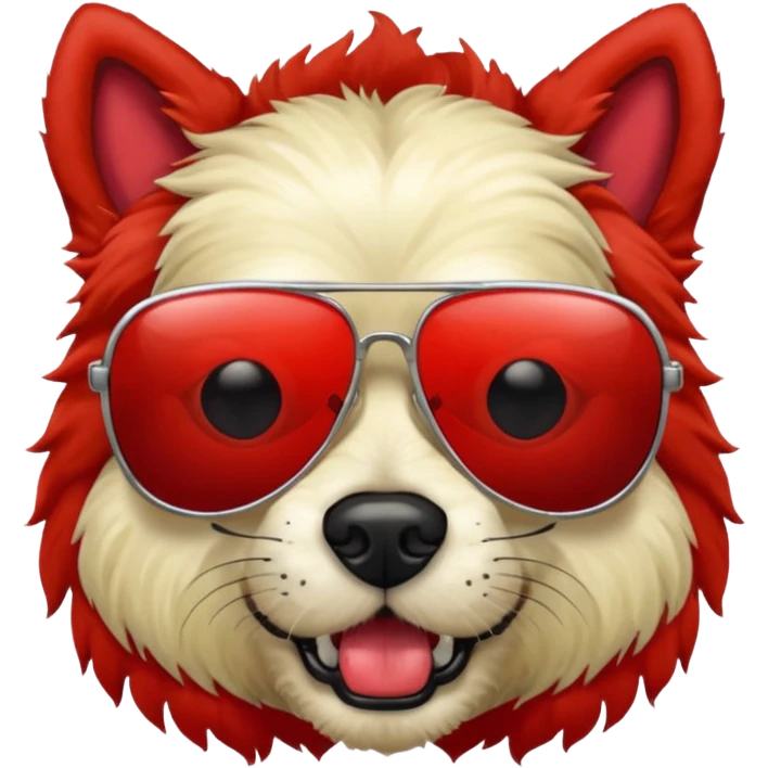 Zombie dog with red hair and sun glasses emoji