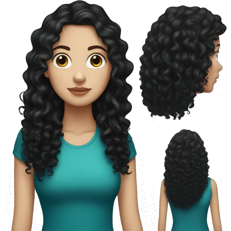 White girl with black curly hair emoji