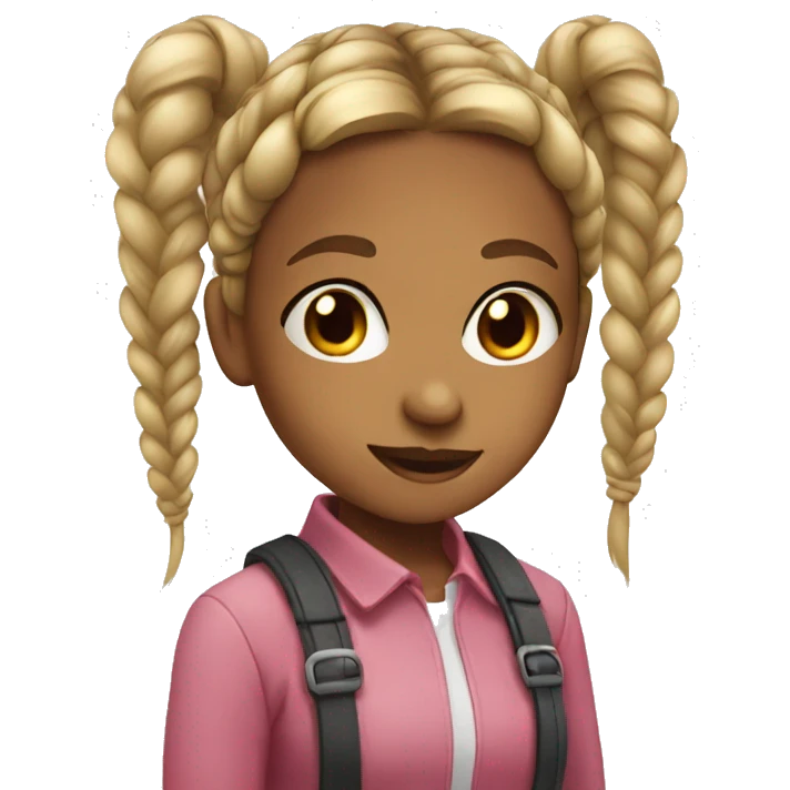 girl with 2 short pigtail braid emoji