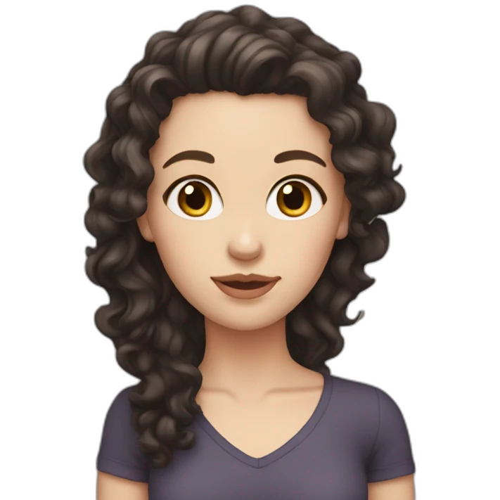 White girl with dark curly long hair emoji