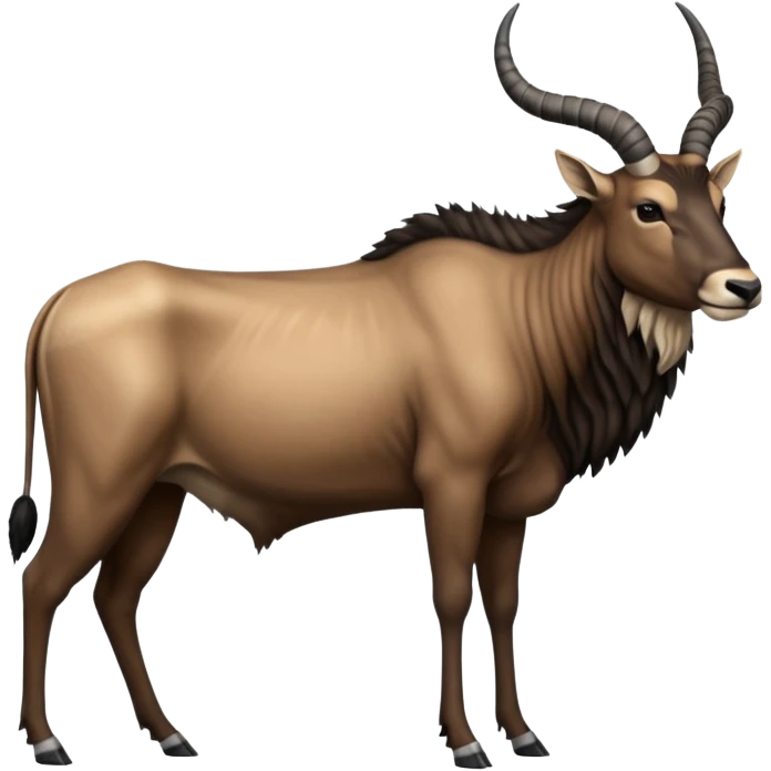 Wildebeest-ox-bull-gazelle-fusion-animal-hybrid-creature, full body emoji