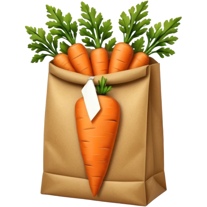 buy paper bag with carrot. Transparent background emoji