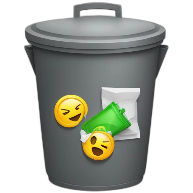 Clock going into trash can emoji