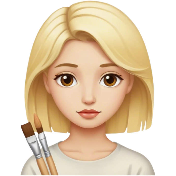 Blonde artist painting emoji
