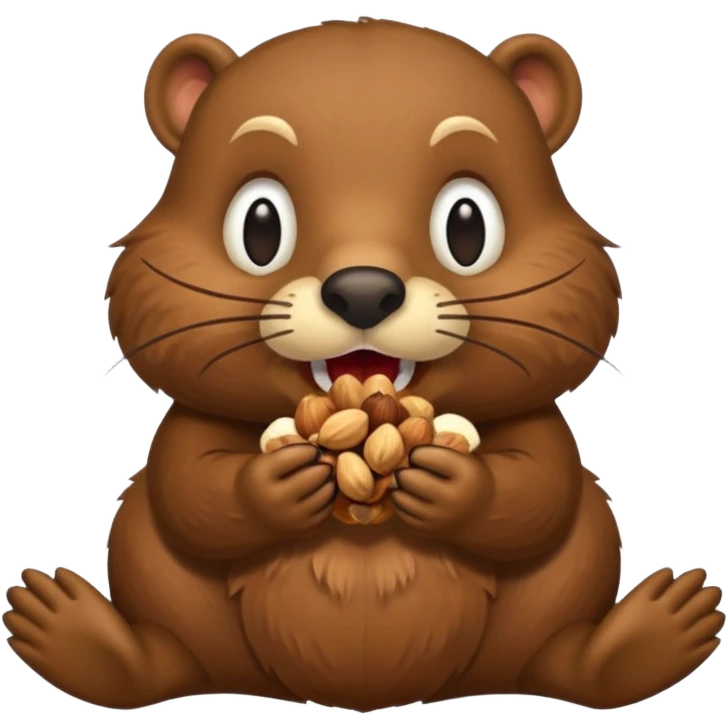 A beaver with nuts stuffed in his mouth emoji