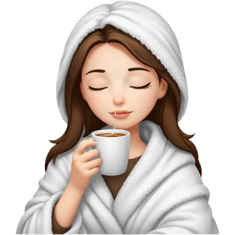 girl inside a blanket sipping coffee eyes closed emoji